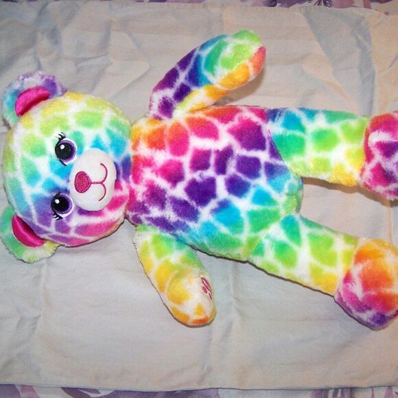 Build a Bear Workshop Rainbow Spots Leopard 16" Glitter Nose Silky Paws Ears BAB - Picture 3 of 11